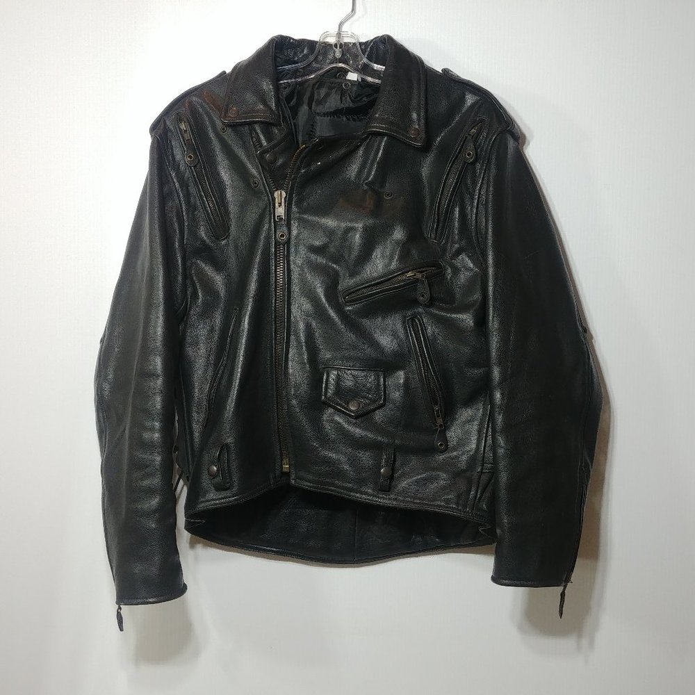 Road Gear Men's Thinsulate Leather Motorcycle Jacket - Size 44 - Pre-Owned - NQR